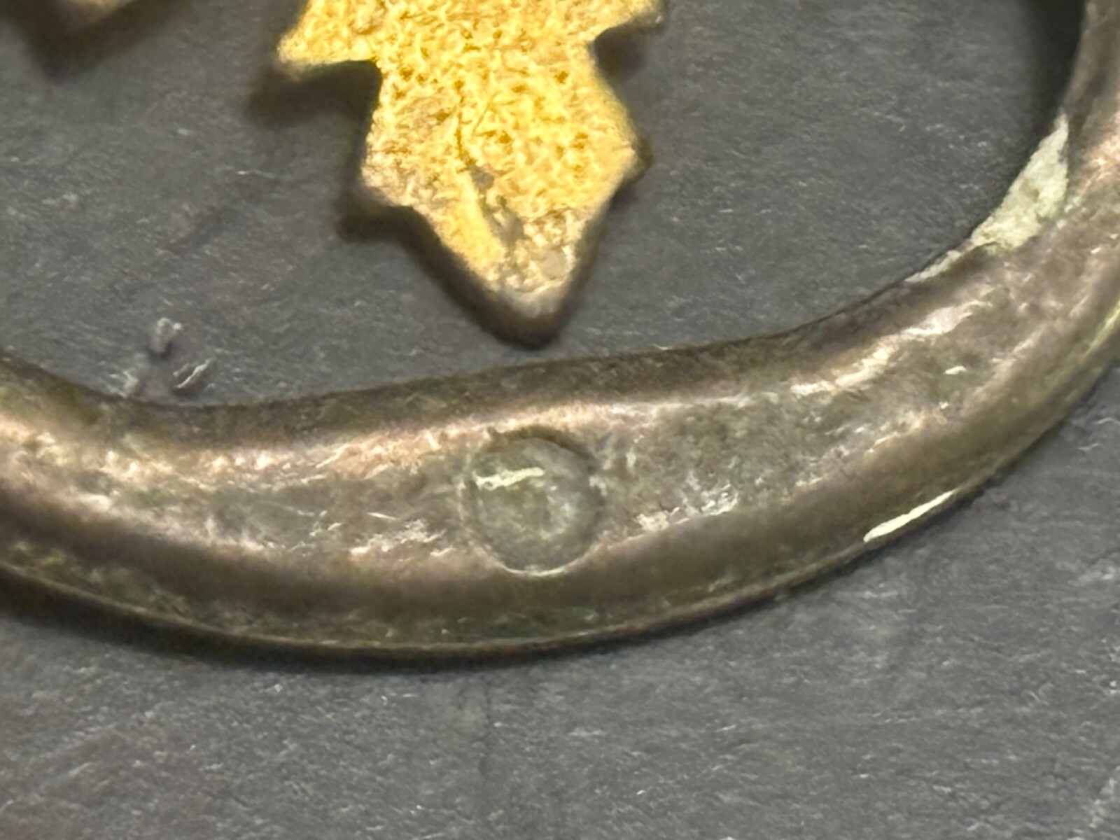 Chippendale Batwing Vintage Stamped Metal Drawer Pull Brass Ring Hardware K602