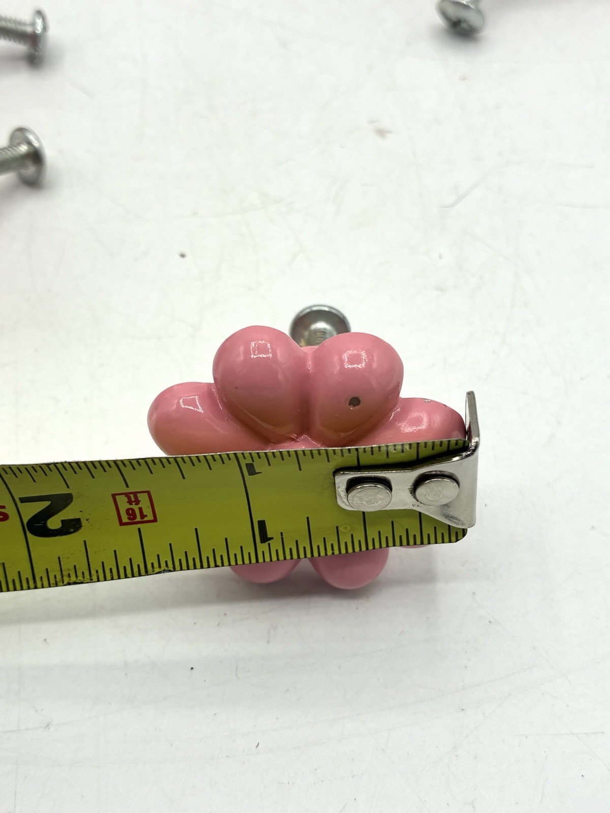 Set of 6 Pink Daisy Flower Drawer Knobs Cabinet Pulls Resin Hardware with Screws