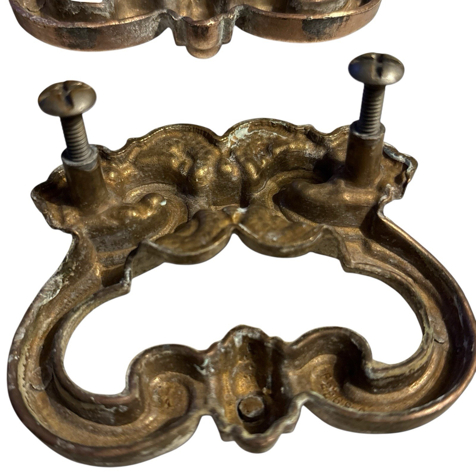 3” Brass Finger Pull Drawer Handle Ornate Victorian Set of 4 Antique Vintage