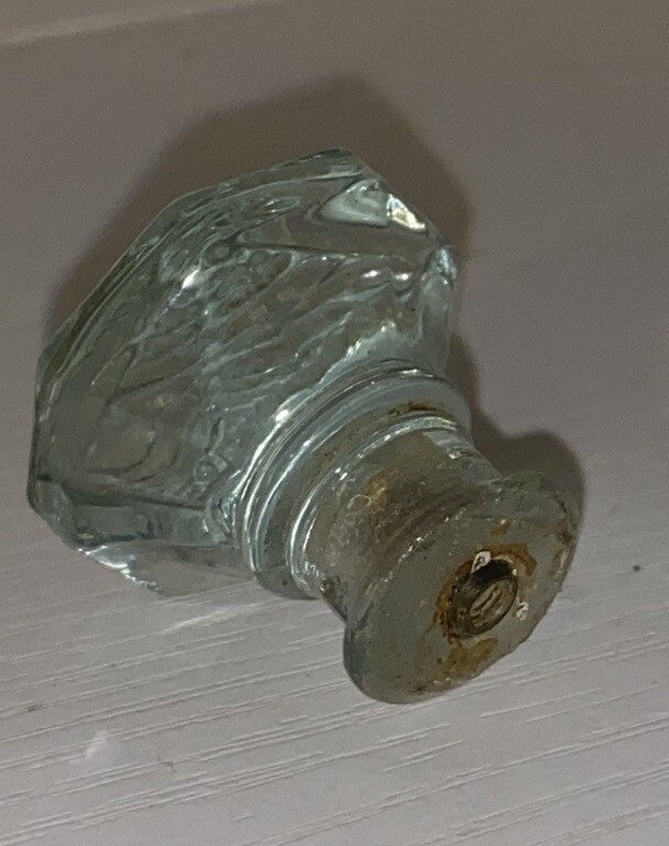 Vtg Blue Depression Glass Drawer Pull Octagon Diamond Vintage