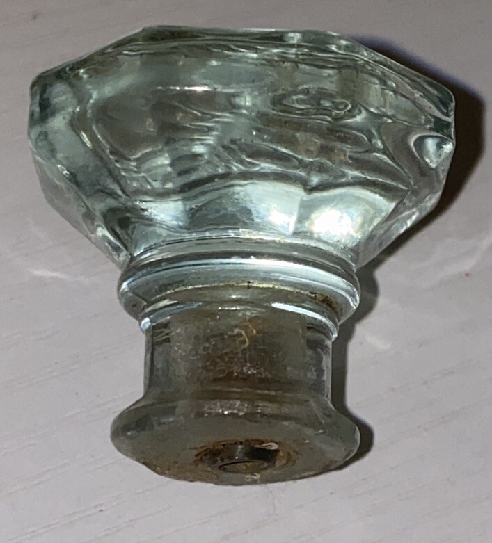 Vtg Blue Depression Glass Drawer Pull Octagon Diamond Vintage