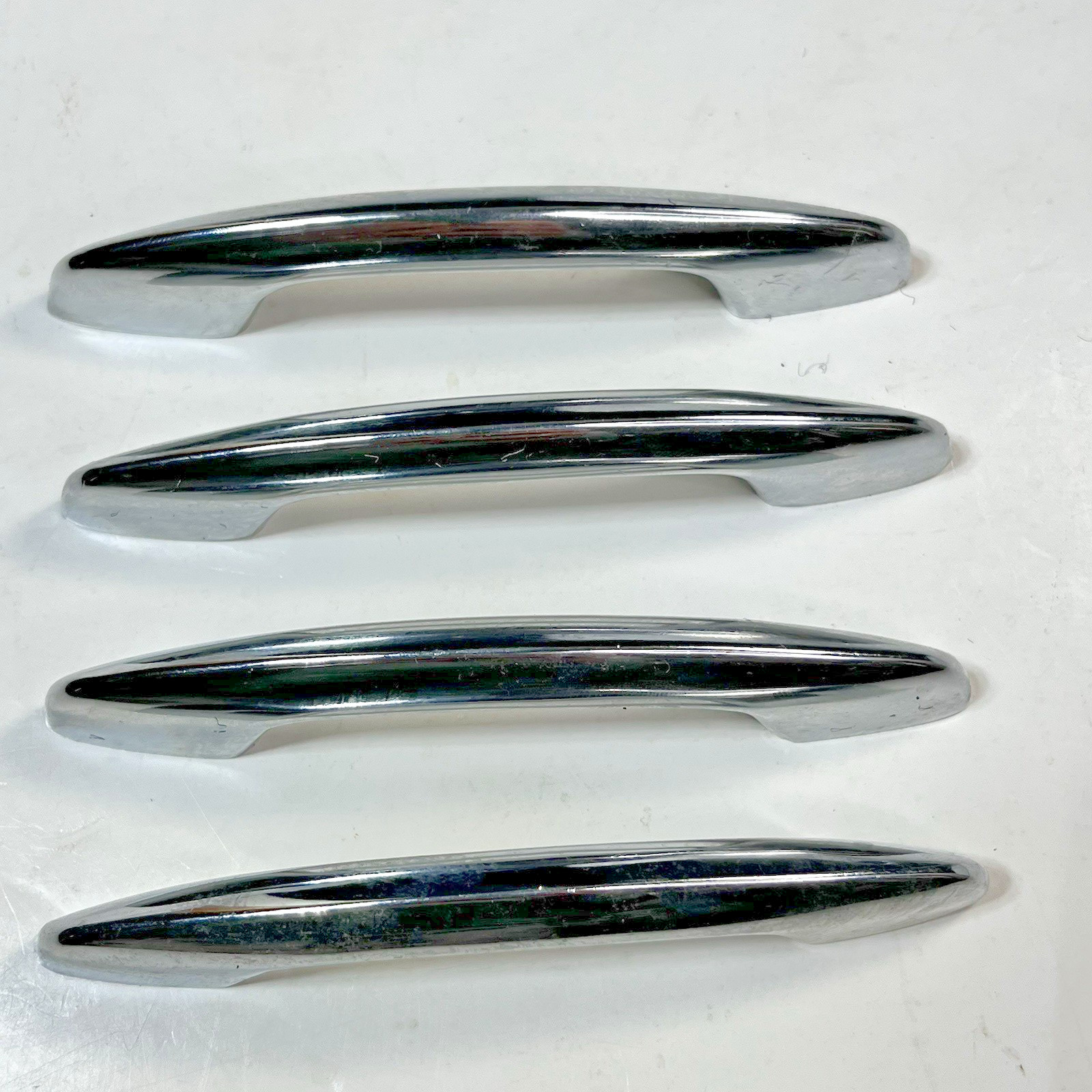 4 Vintage Chrome Drawer Cabinet Pulls Handles Retro MCM Art Deco 2.75 Center