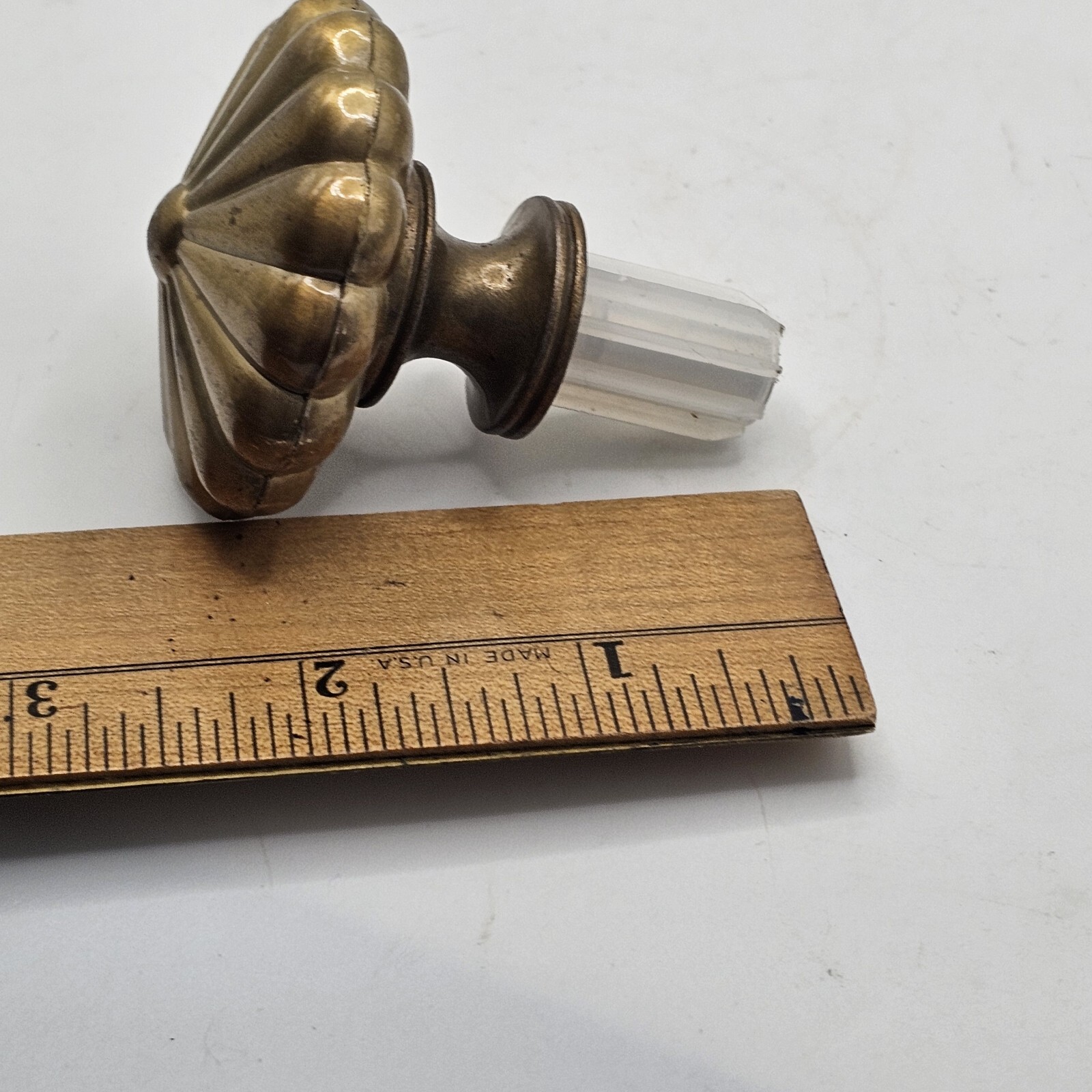 Brass Round Scalloped Door Vintage Dresser Drawer Cabinet Knob Floral