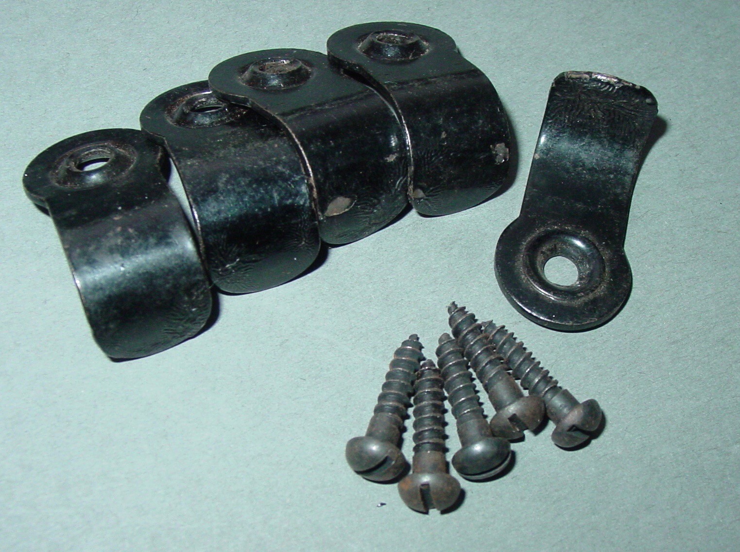 5 Vintage Window Sash Chain Holder Lift Pull Lot Antiqued Japanned Finish Lot