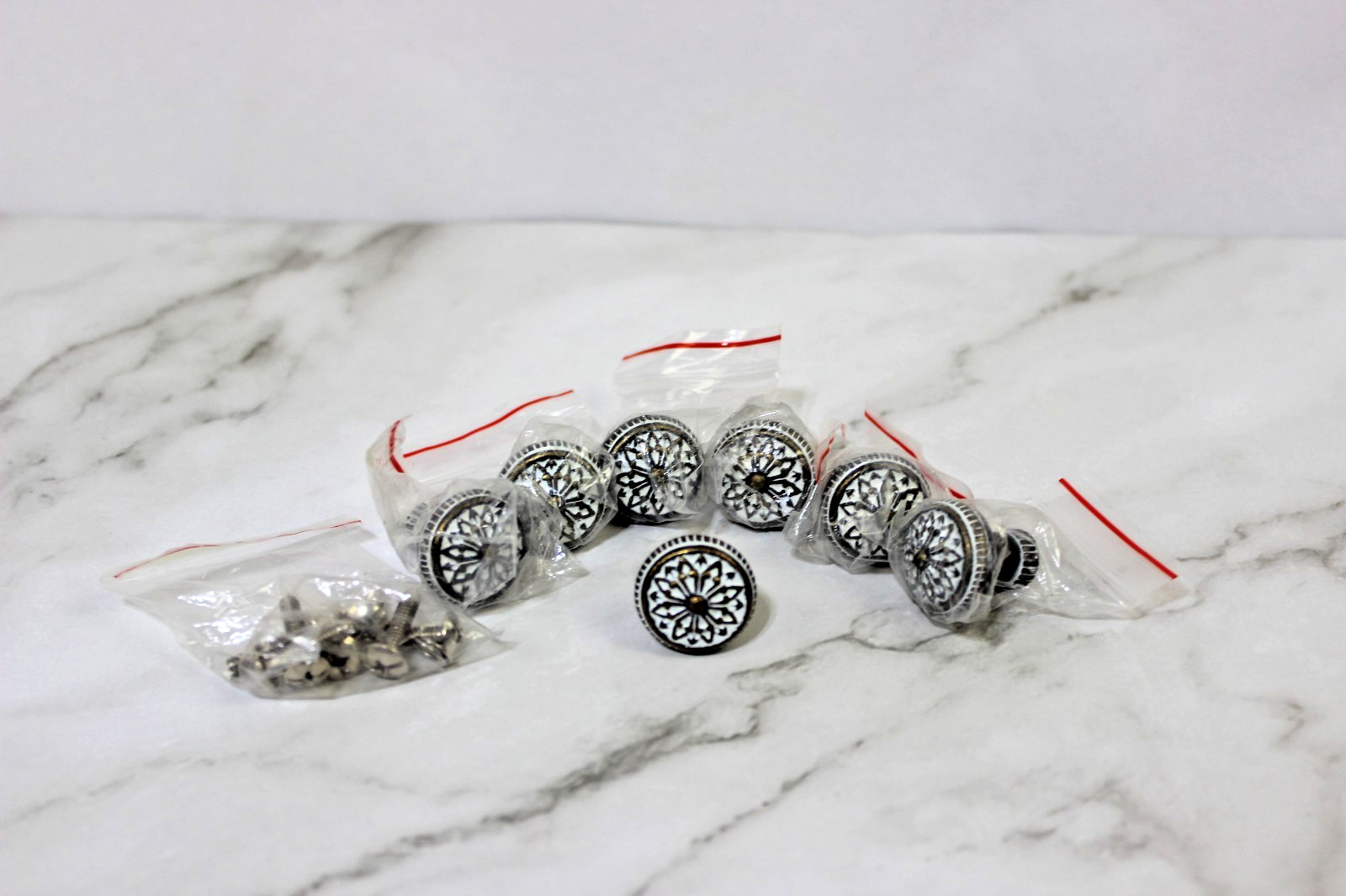 Seven Pc Vintage Like Ornate Brass Drawer Knobs Door Dresser Knobs