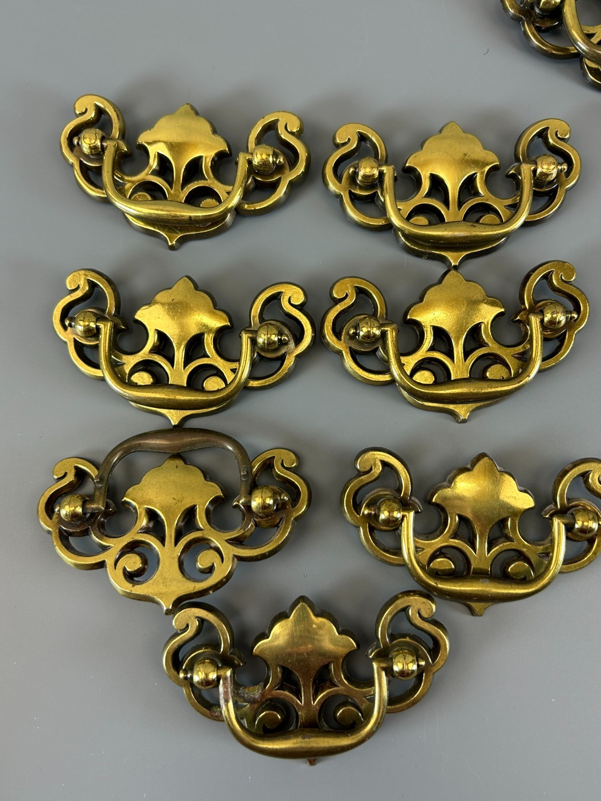 11 Keeler Brass Drawer Pulls Drop Bail Handle Chippendale Vintage Assorted Sizes