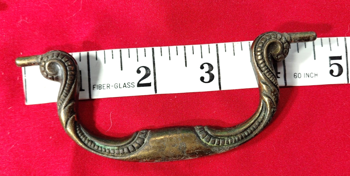 Antique Solid Brass Drawer Bail Drop Handle Pulls Lot of 4 Patina 2 Designs