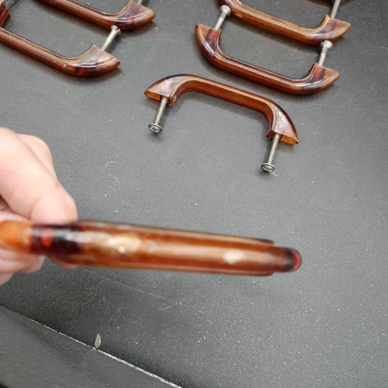 Vintage Art Deco Amber Bakelite Drawer Pull 1930s/40s 3 1/8″OC
