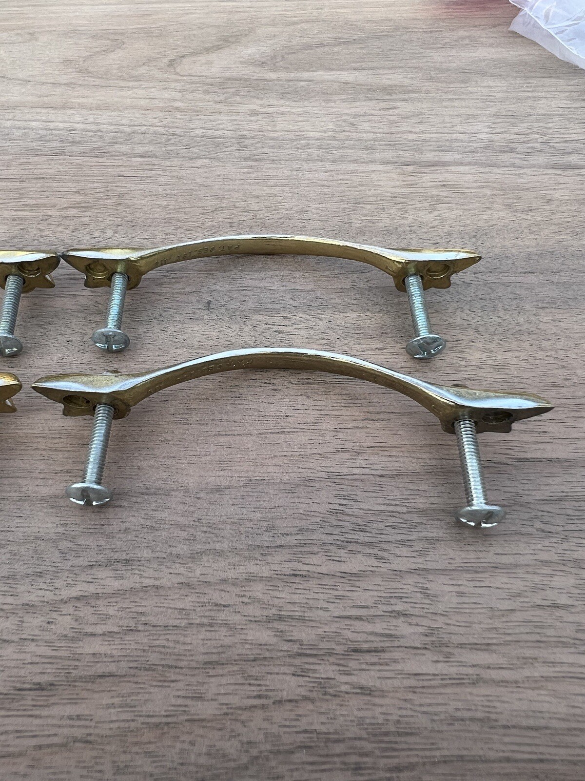 French Provincial Drawer Pulls Lot of 4 Center White On Brass