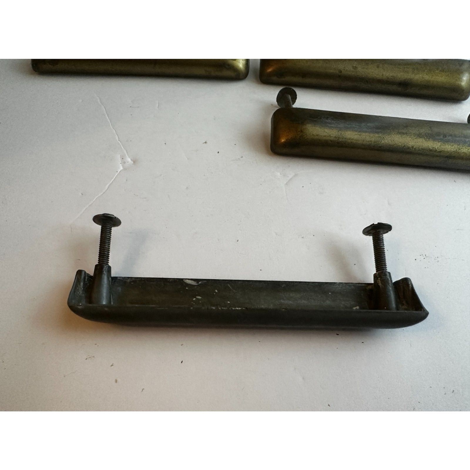 MCM Metal Finger Cup Pulls Set of 4 – 4.25″ center to center – Vintage Hardware