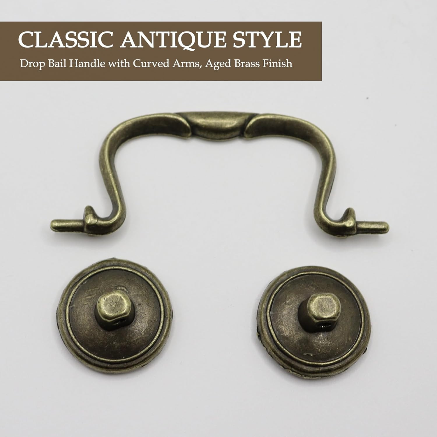 8 Pack Antique Brass Cabinet Pulls, 3-1/4 Inch Hole Centers Vintage Drawer Handl