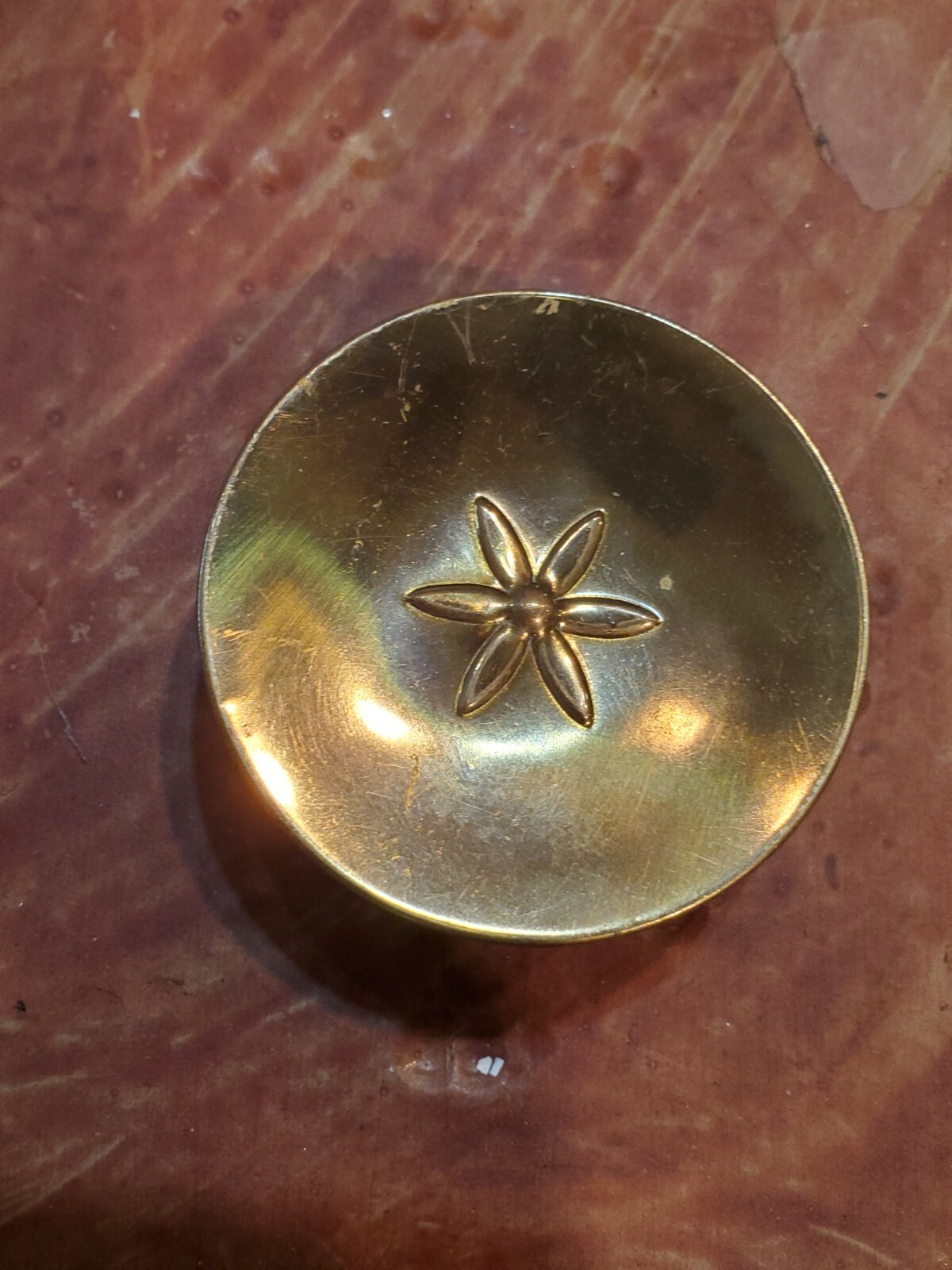 Vintage 1 3/4″ Brass floral knob pull cabinet knob handle round flower JAPAN