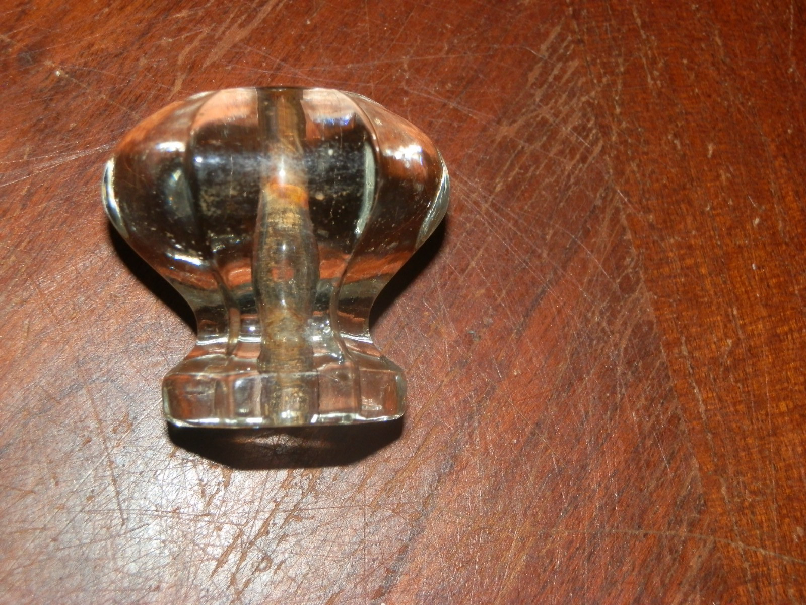 Vintage Depression Style Hexagon Clear Glass Drawer/Cabinet Knob Pull Heavy 1.5″