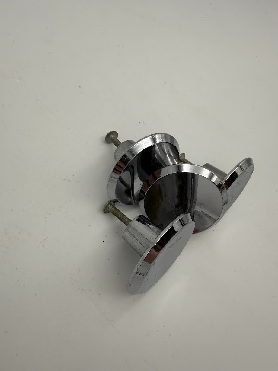 Vintage Chrome Cabinet Drawer Pull Knobs Mid Century 1. 5″ Diameter Lot Set 4