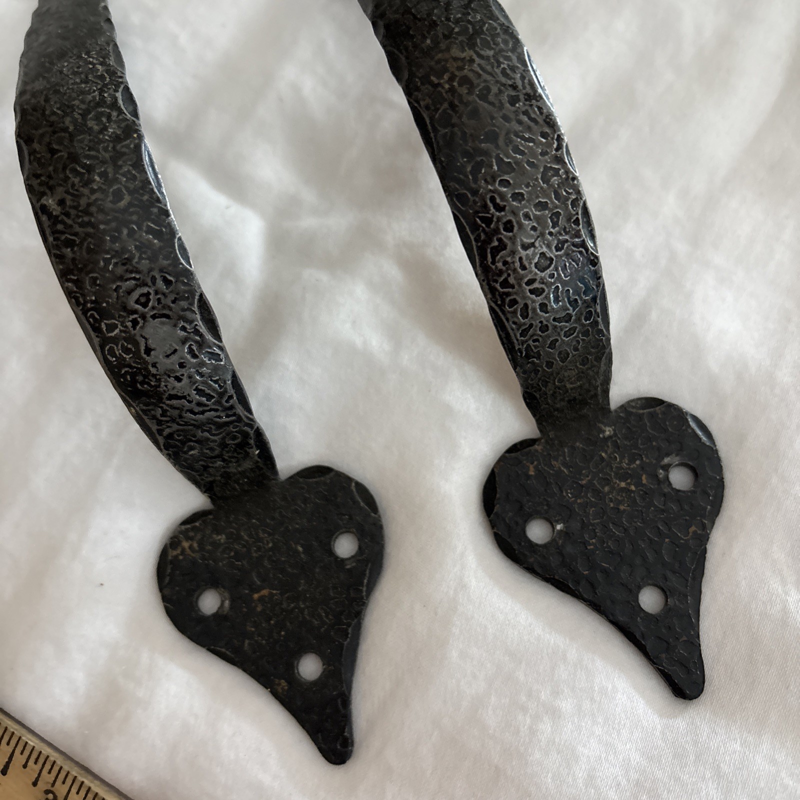 Antique Wrought Iron Drawer Pull 8 1/2” (2) Features A Black Textured Finish