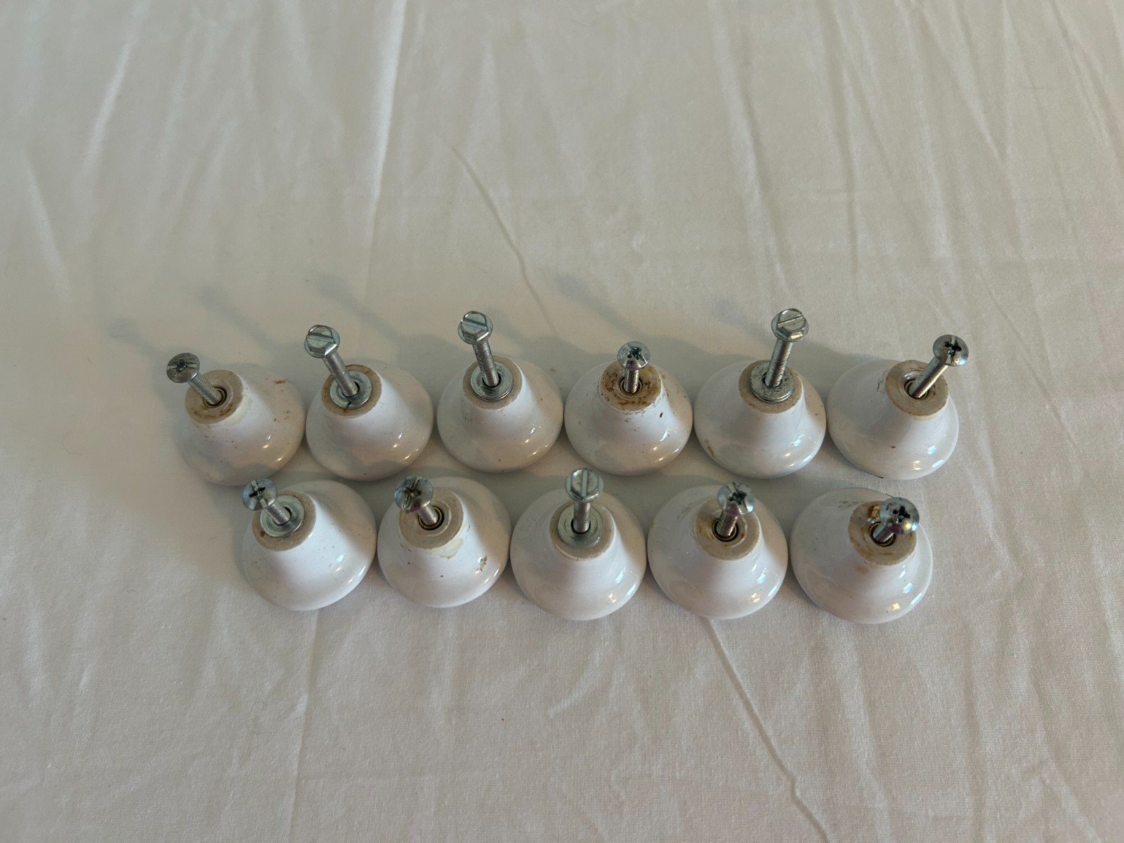 Vintage Porcelain Cabinet Knobs with Blue Floral Design Drawer Pulls Set of 11