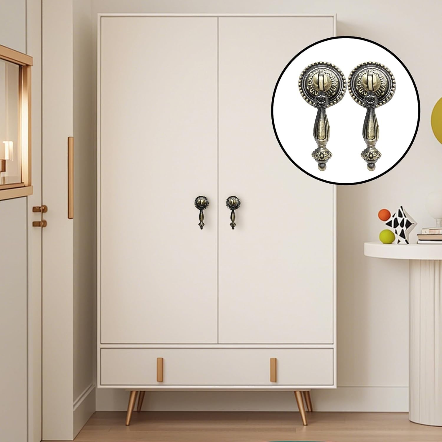 4 Pack Antique Bronze Cabinet Pull Handles – Vintage Tear Drop Drawer Knobs, …