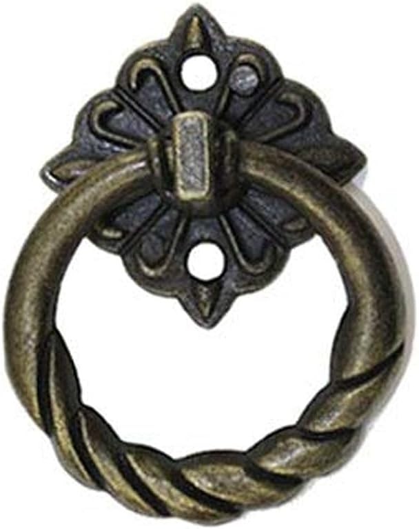LXZ 10 Pcs Vintage Antique Brass Ring Pulls Handles for Cabinet Drawer