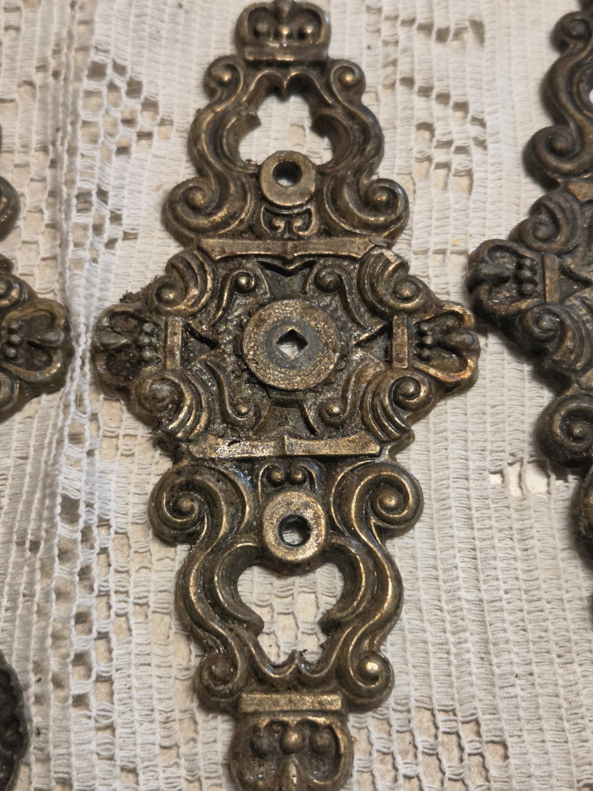 Vintage Hyer Brass Cabinet Door Plate & Knob Hollywood Regency