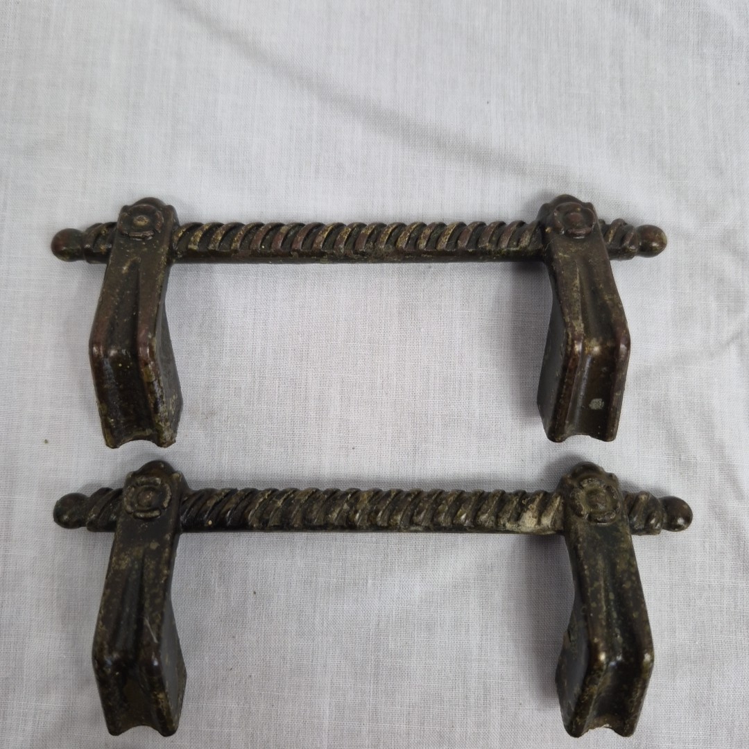 Vintage 1970s Lot of 4 Ajax 958 Espana Rope Drawer Pulls 4.5in Brass Tone Metal