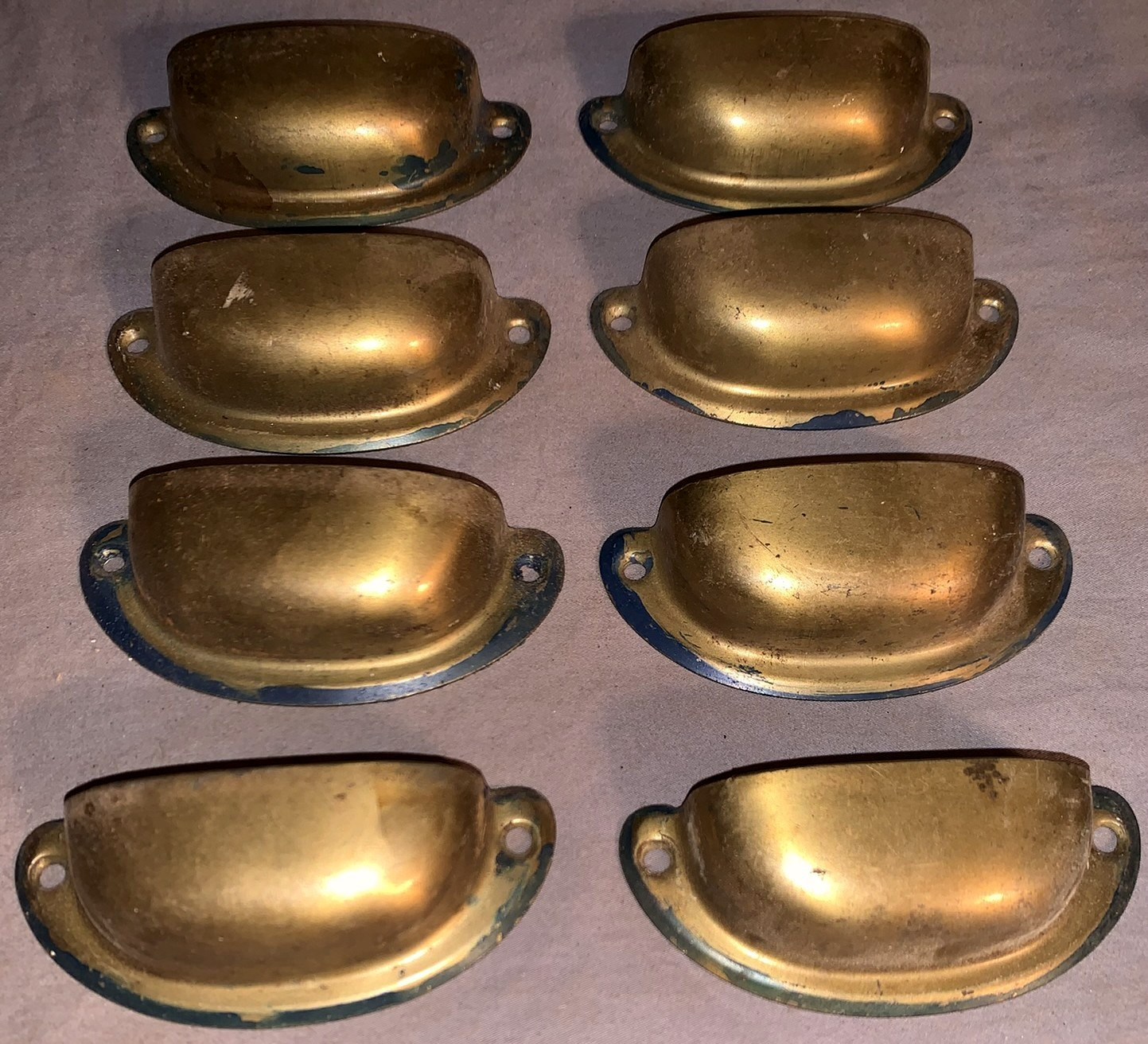 Great Set 8 Antique Brass Finish Metal Bin Cabinet Pulls