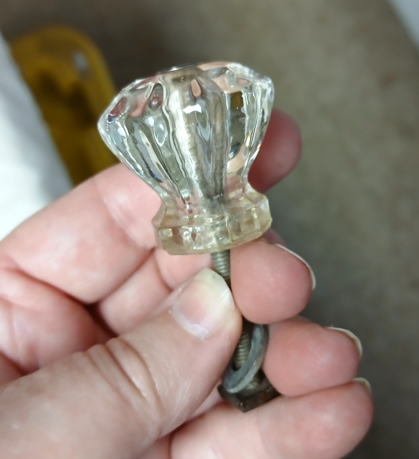Set of 7 Antique Glass Drawer Knobs 1920s Era