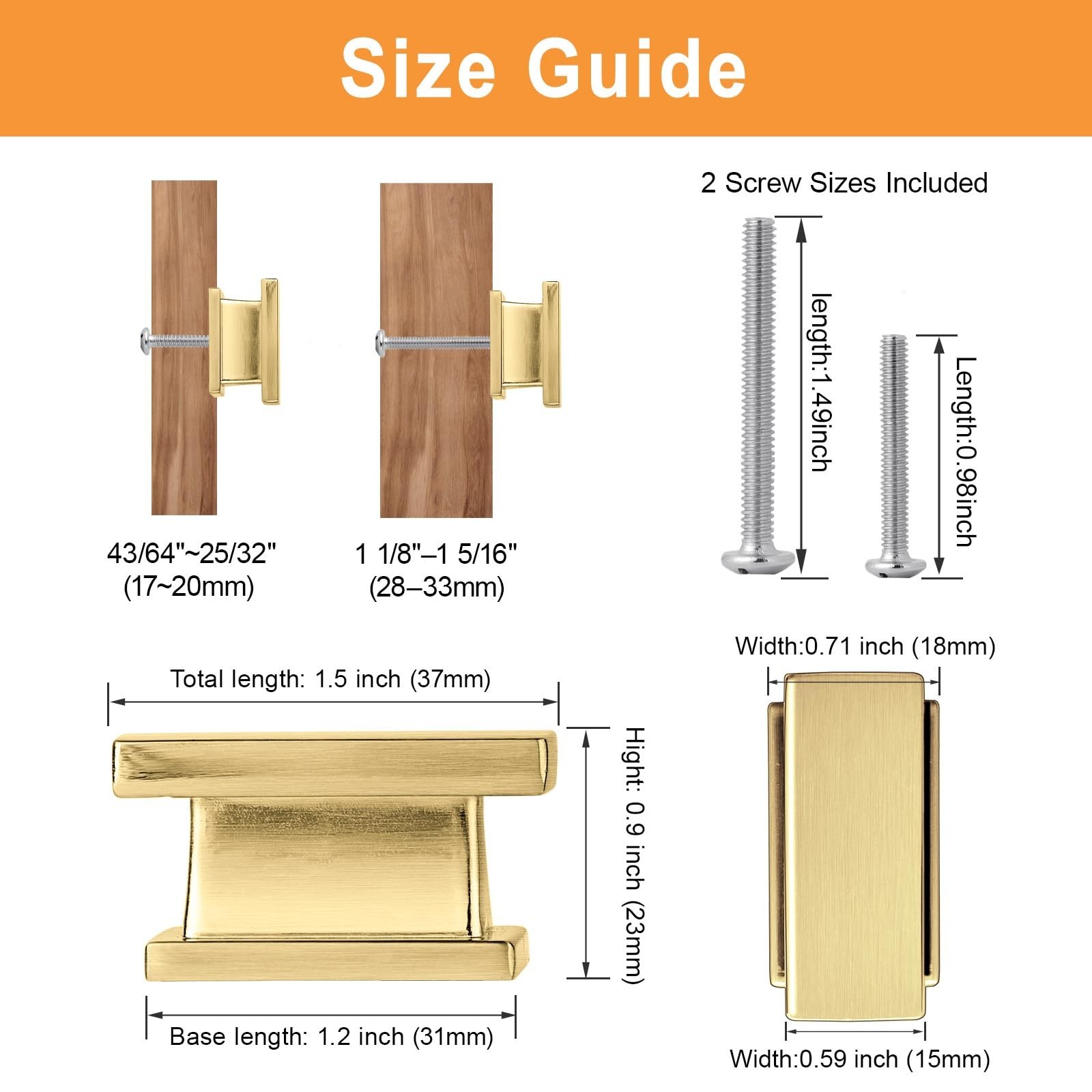 VEHCIL 10 Pack Square Brushed Gold Cabinet Knobs,Single Hole Cabinet Handles …