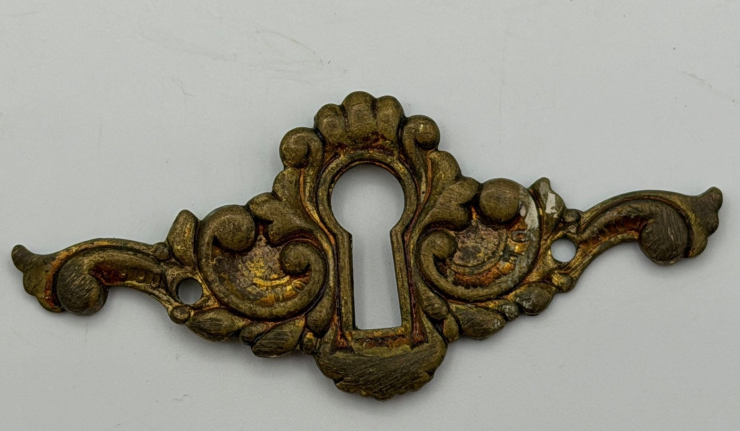 Vintage Lot Metal Furniture Appliques and Keyhole Decorations, New and Used.