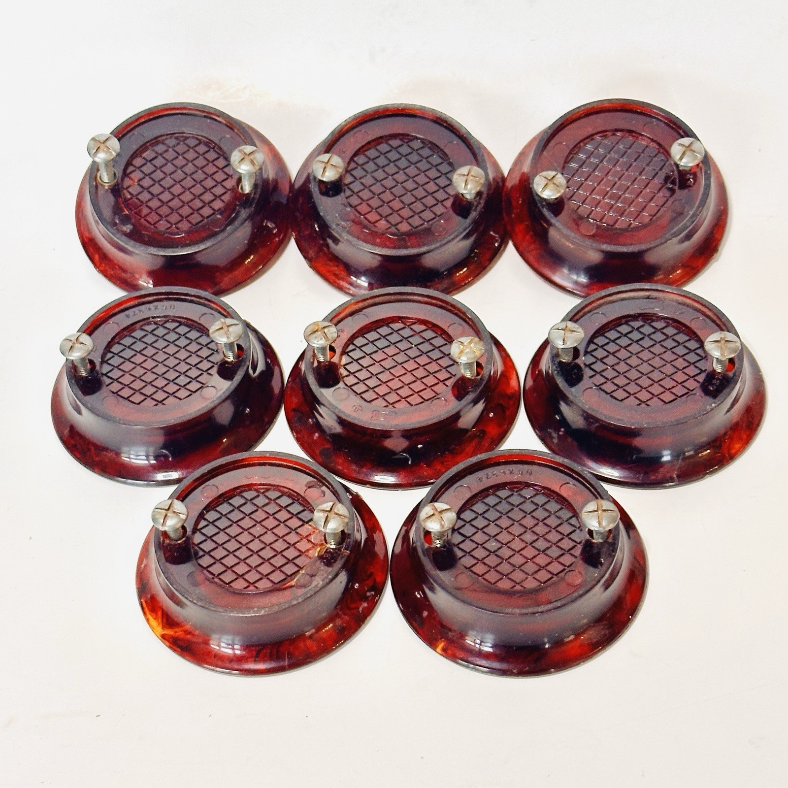 8 Vintage Bakelite Art Deco Butterscotch Cherry Red Swirl Knobs Drawer Pulls