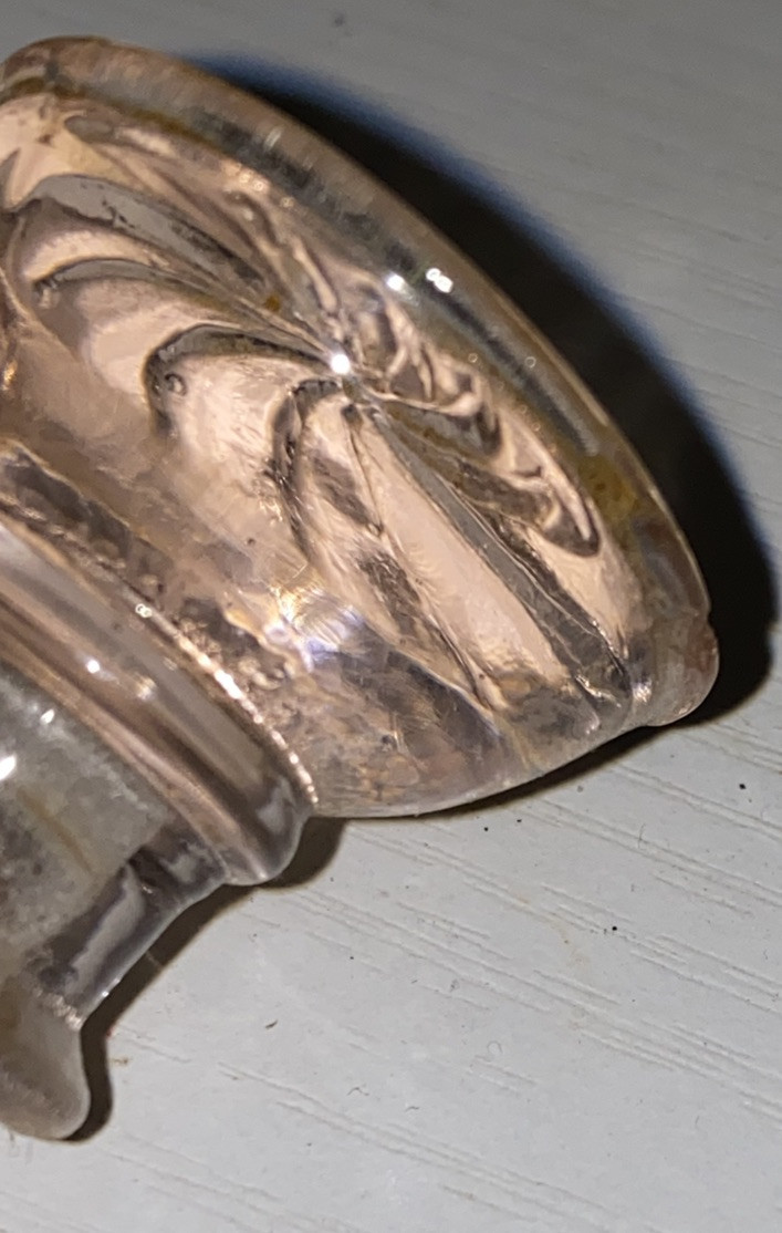 Vtg Pink Depression Glass Drawer Pull Round Starburst Flower Vintage