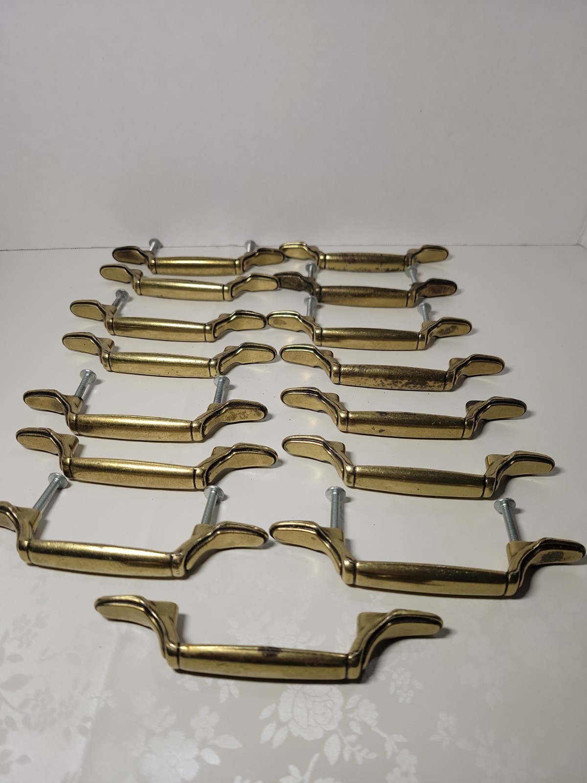 13 Vtg Brass Drawer Pull Handle Cabinet Pull Dresser Handles Traditional 63842
