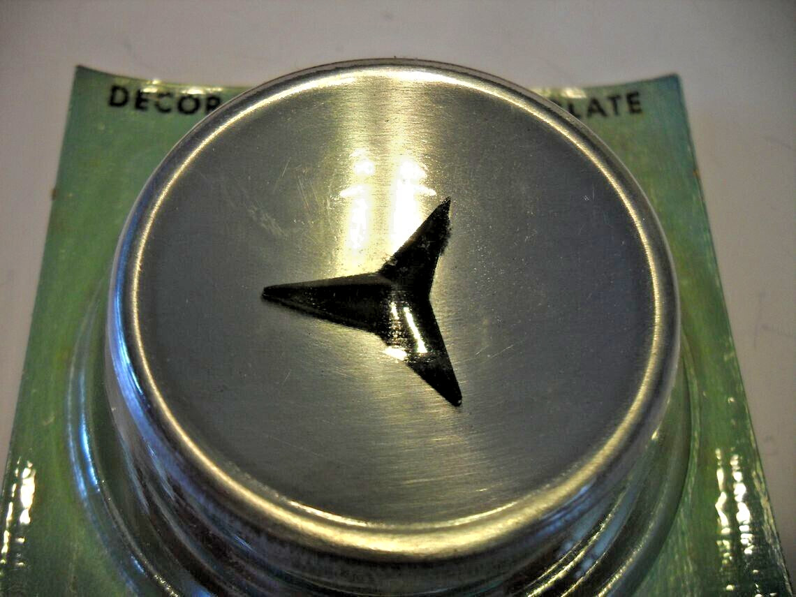 Vintage NOS 2″ Satin Chrome & Backplate Cabinet Knobs Black Mercedes Star