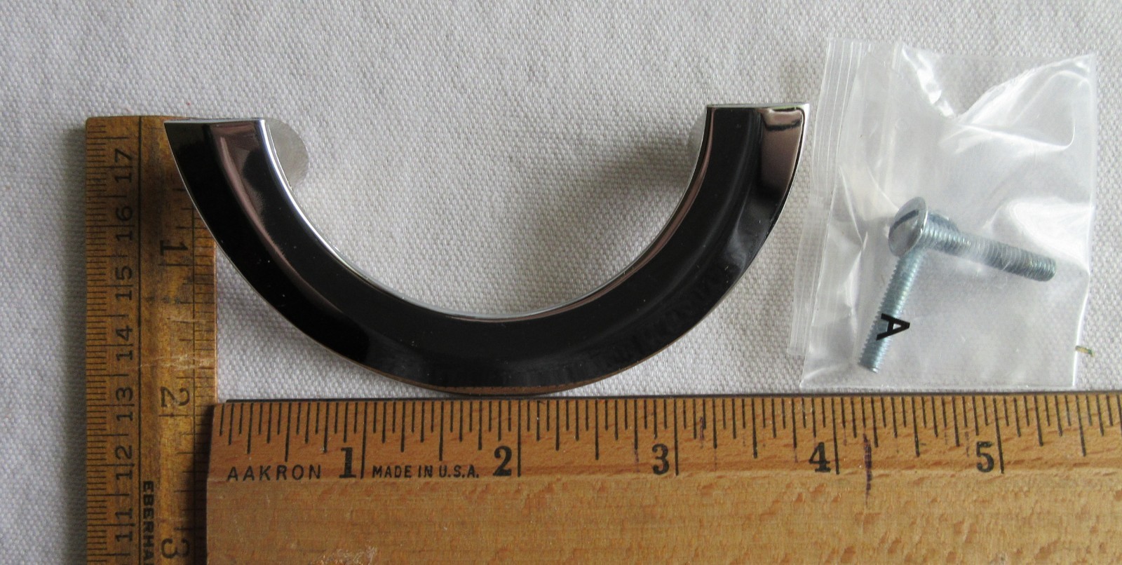 NOS Ajax Chrome Drawer Pull 3 5/8″ Half Circle Lot of 4 Midcentury Atomic Age