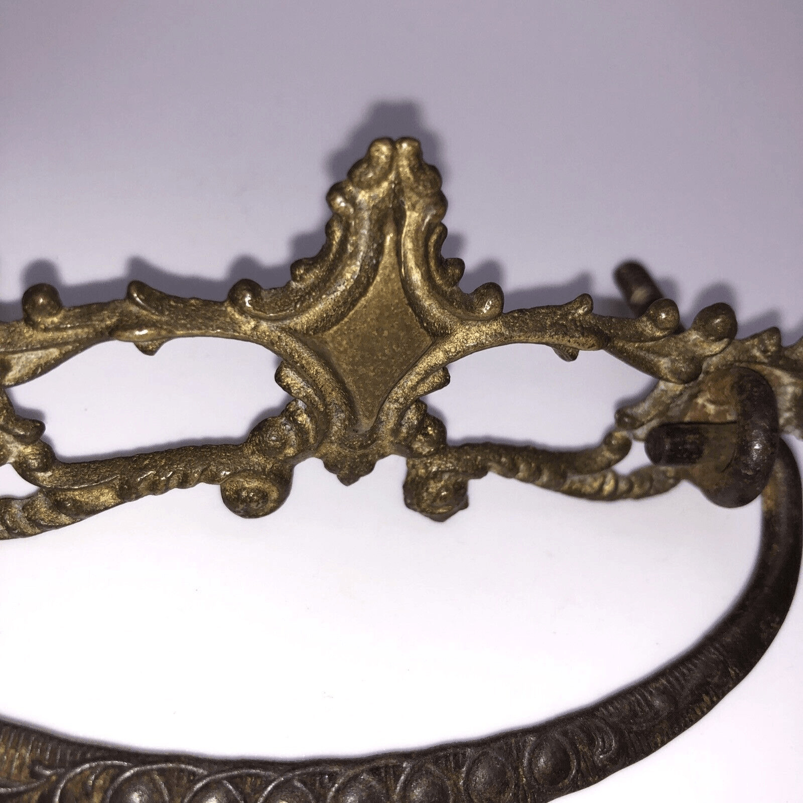 Vintage Ornate Brass Drawer Pull Bail Drop Hardware Furniture Restoration