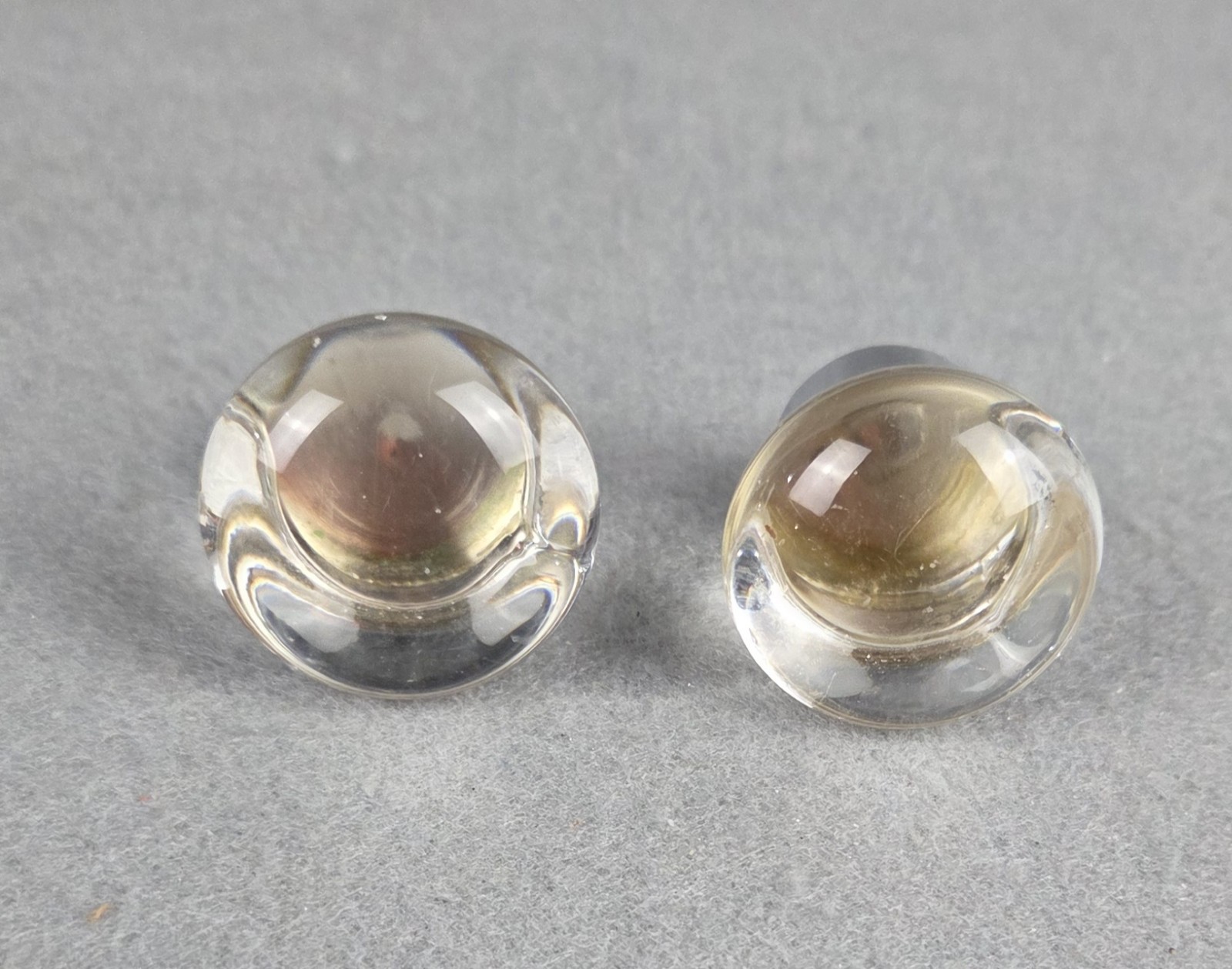 2 Vintage Round Clear Glass with Chrome Draw Pull Knobs No Hardware Knobs Only