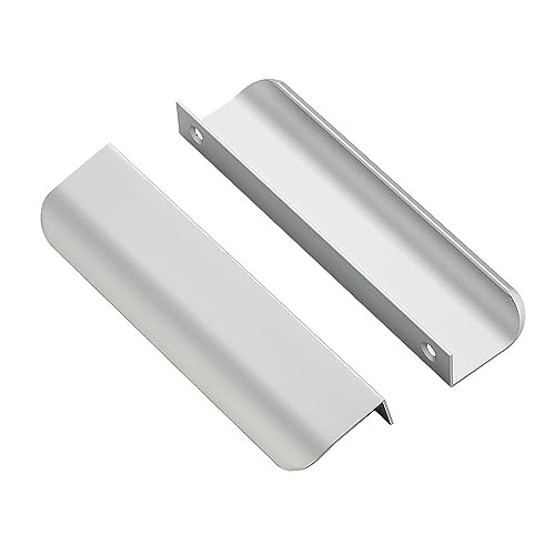 Ravinte 10 Pack Finger Pulls for Cabinets – 128mm/5 Hole Center, Silver Edge