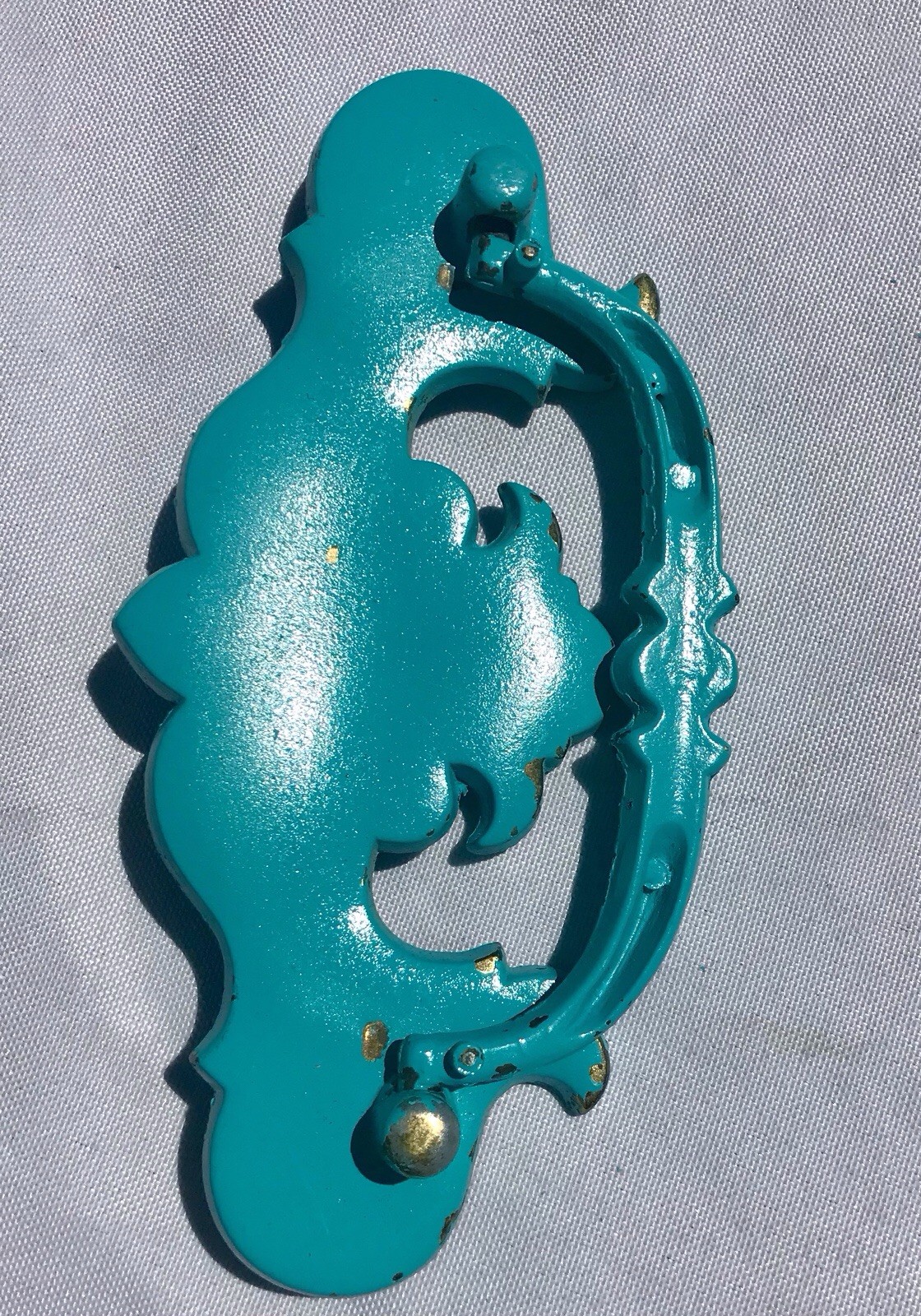 Vtg Turquoise Blue Dresser Desk Cabinet Drawer Pulls 5.5” Set 8 Cottage Western