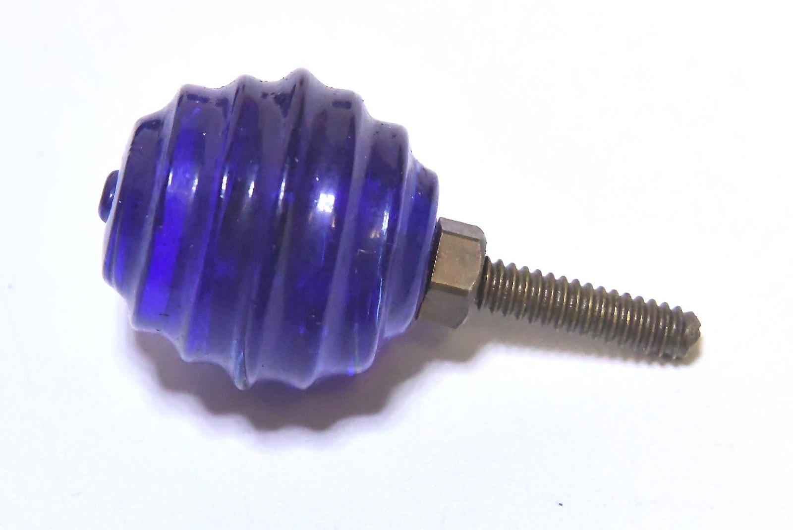 RARE 6 VINTAGE COBALT BLUE GLASS DRAWER PULLS KNOBS