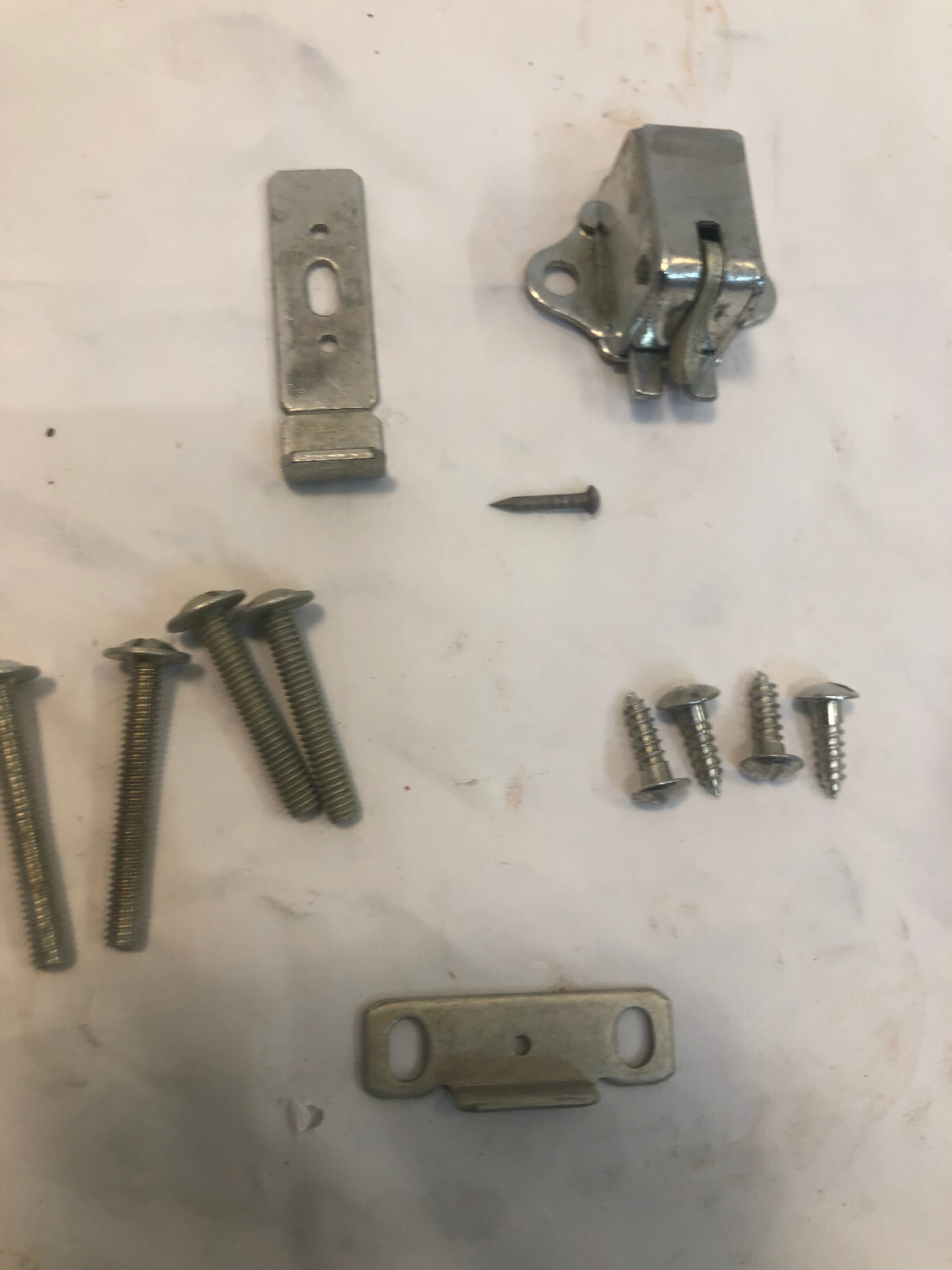 Vintage Chrome Cabinet Door Push Button Latch Pull Hardware Handle