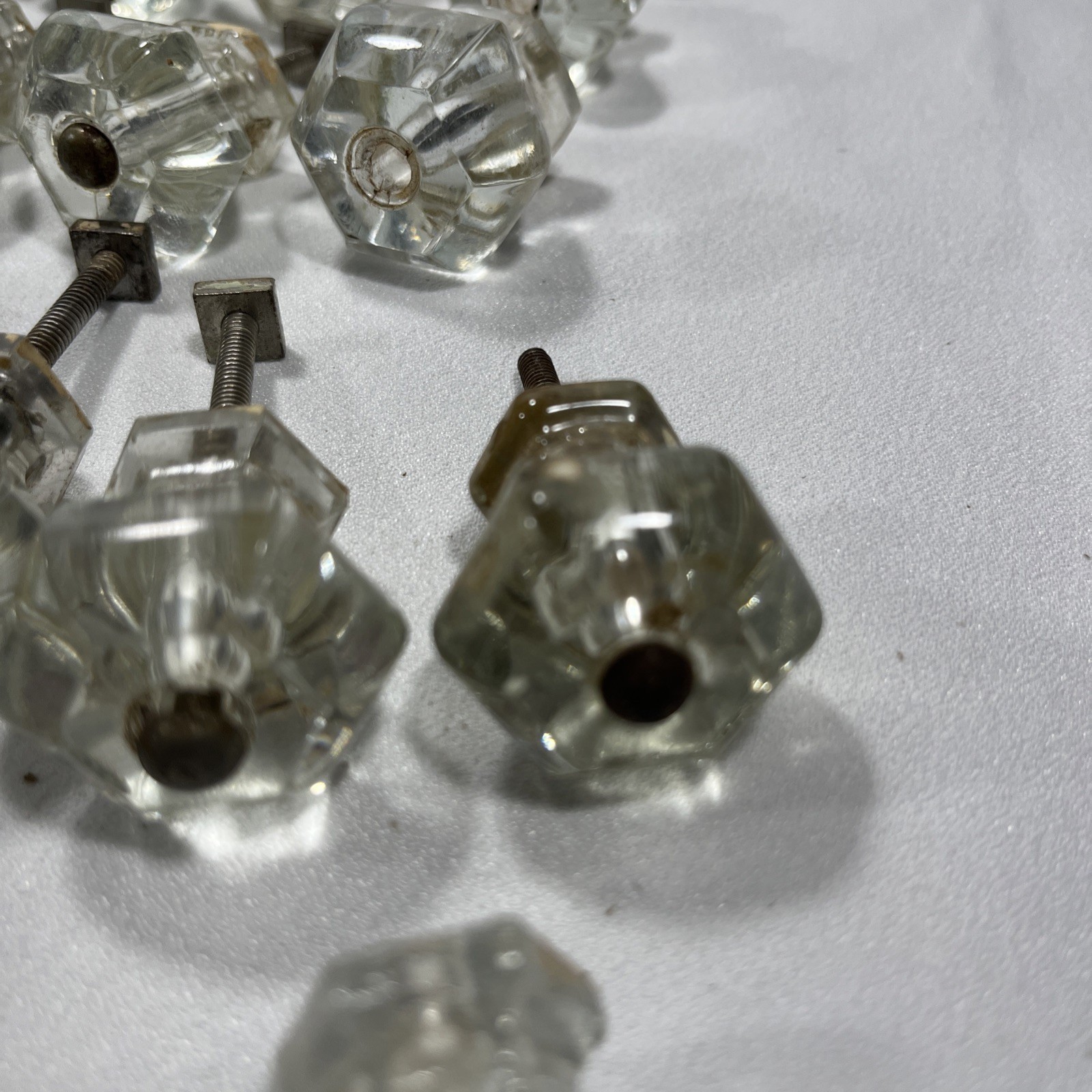 Lot Of 52 Antique Vintage Clear Glass Drawer Knobs-Salvage-Crafting-Restoration