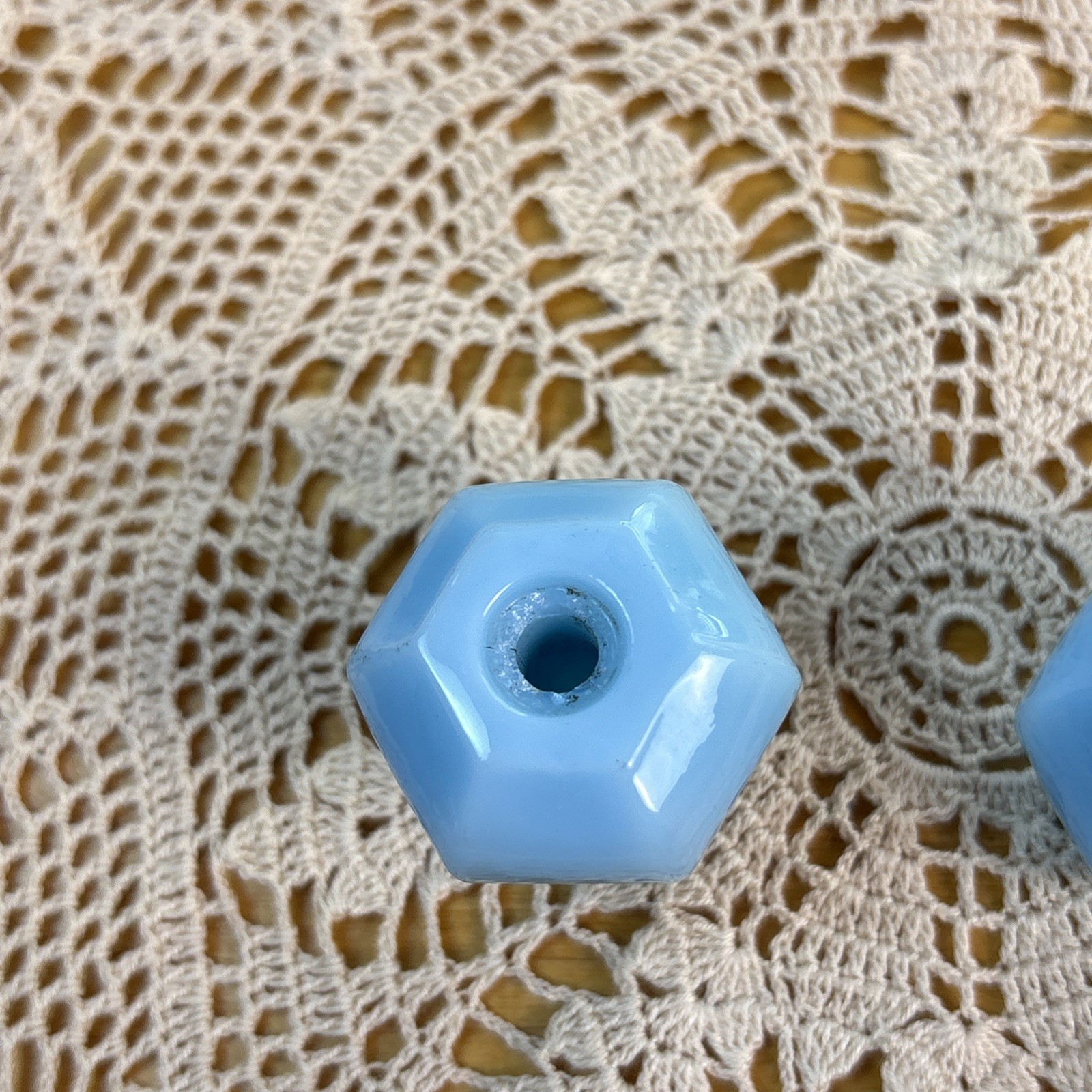 UNUSUAL RARE ROBIN BLUE ART DECO GLASS PULL ANTIQUE
