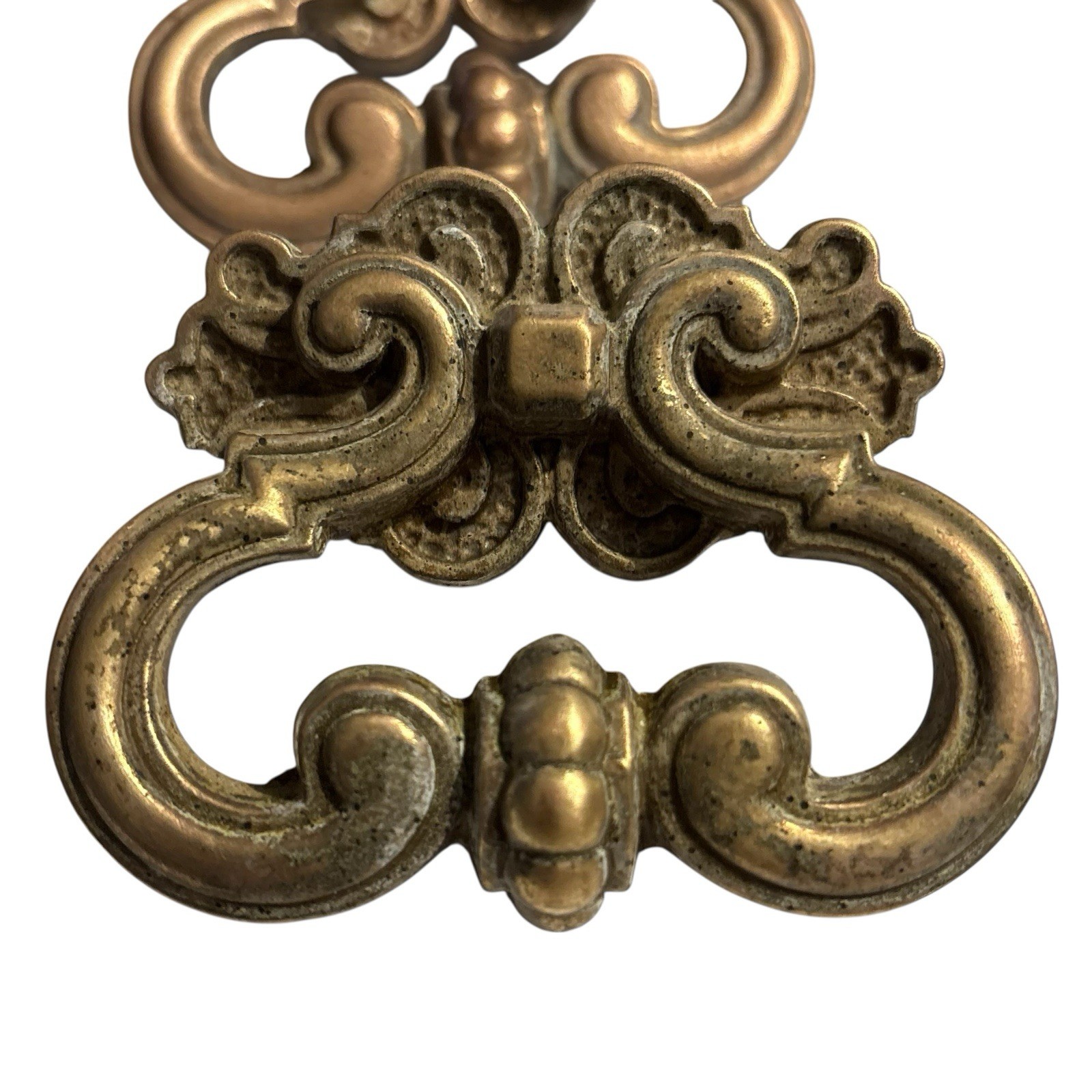 3” Brass Finger Pull Drawer Handle Ornate Victorian Set of 4 Antique Vintage