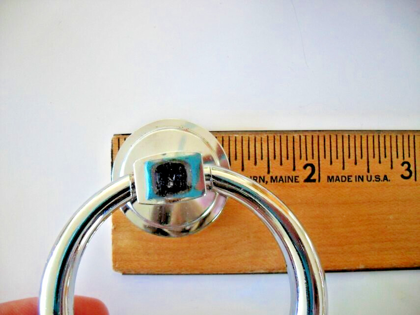 Vintage Nos 2-7/16″ Chrome Drawer Drop Ring Pull Cabinet Handle National Lock