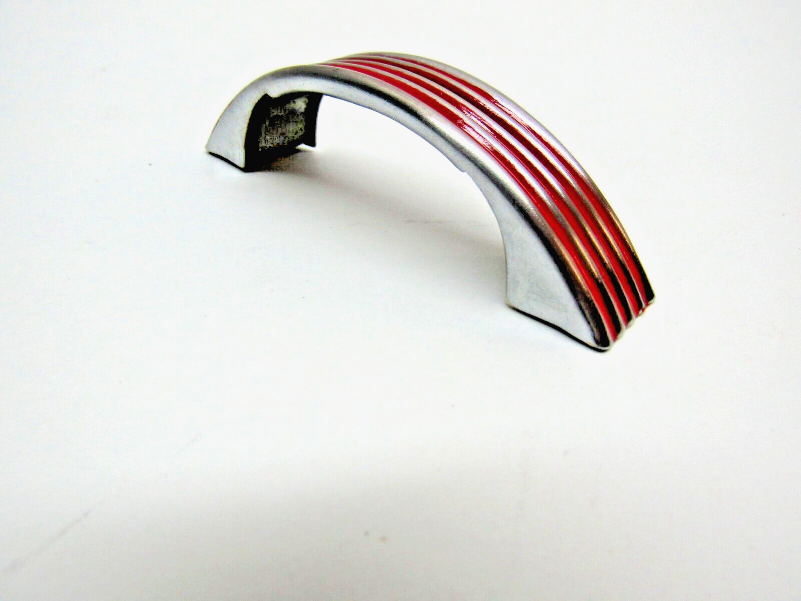 Vintage Chrome Drawer Pulls w Red Grooved Lines Cabinet Door Handles Amerock