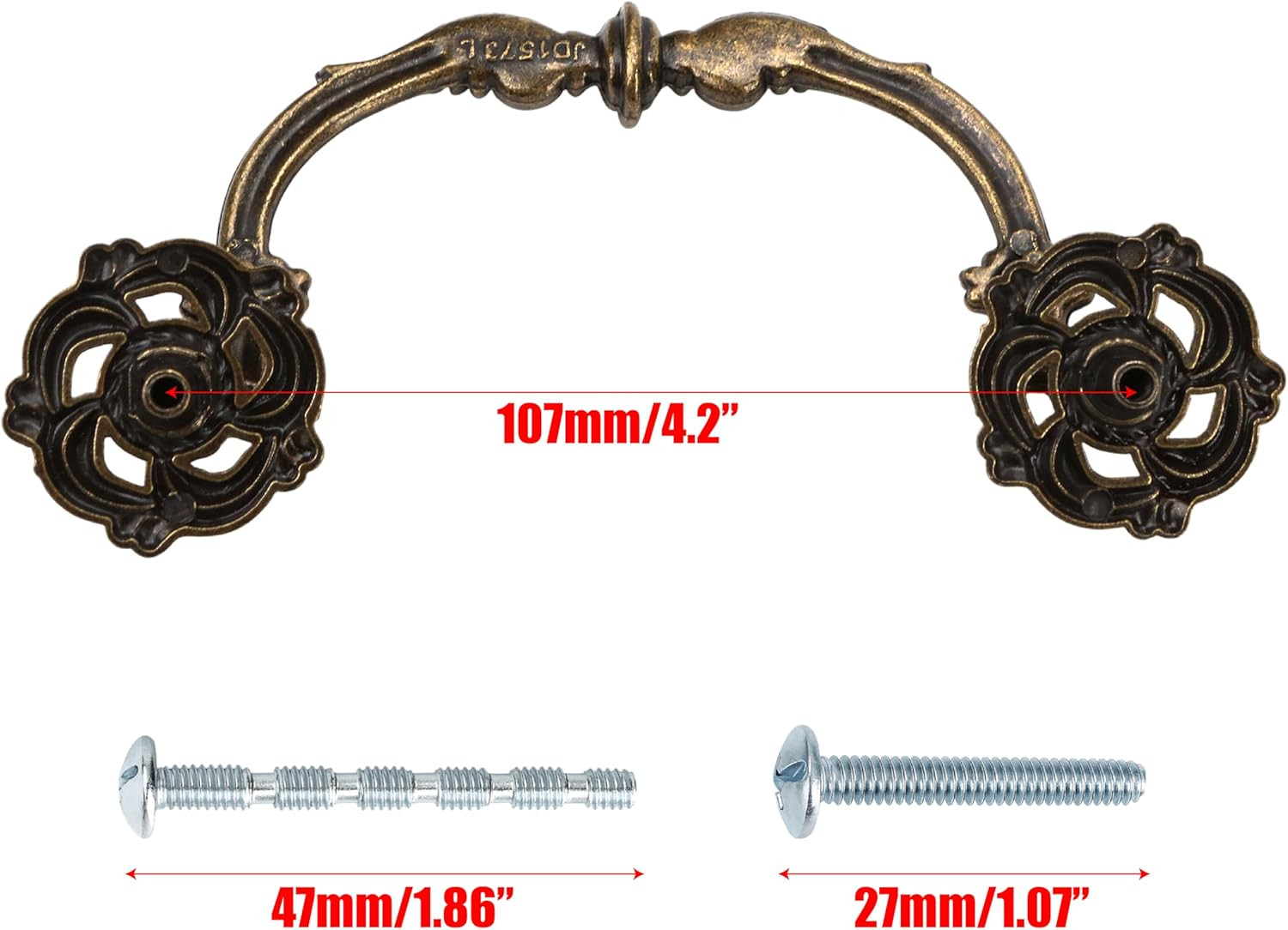 4-Pack 4.5″ C-C Antique Brass Drawer Pulls – Vintage Style Drop Bail Dresser Han