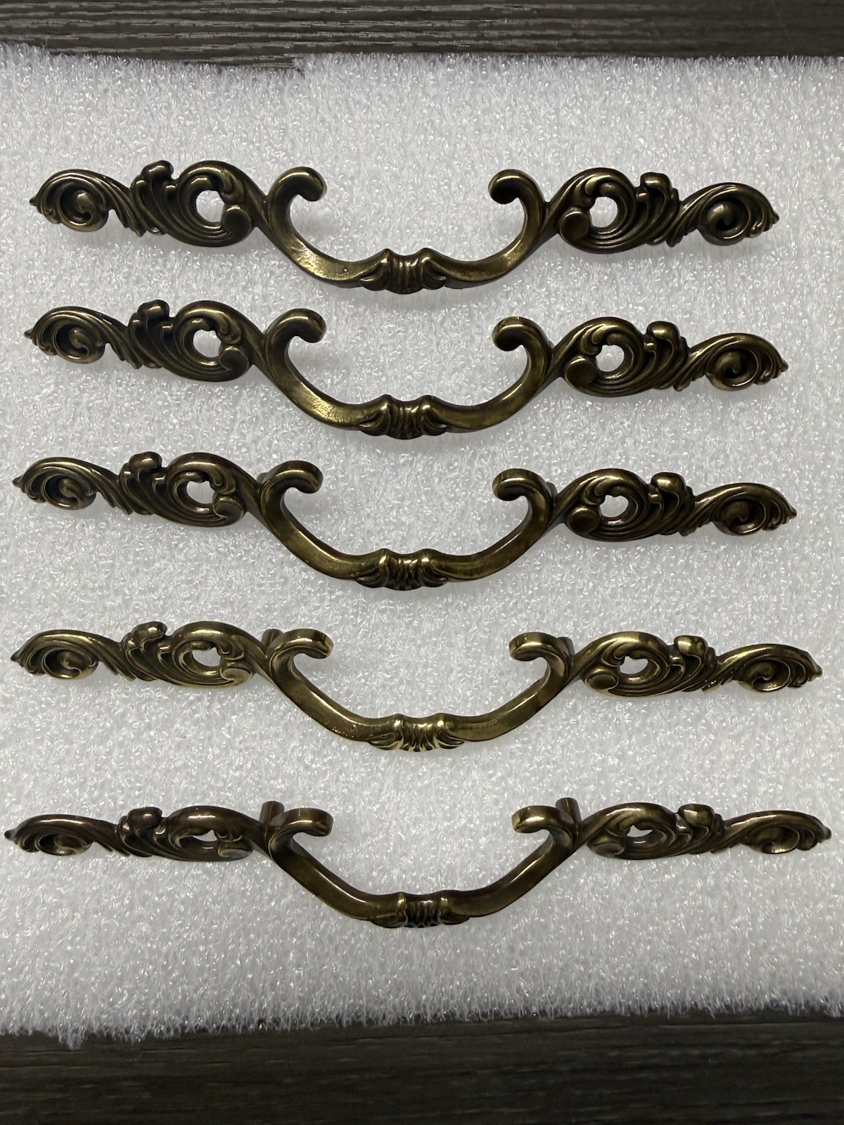 5 Vintage Antique Keeler Brass Co. Hickory Drawer Brass Pulls 8” Victorian (28)
