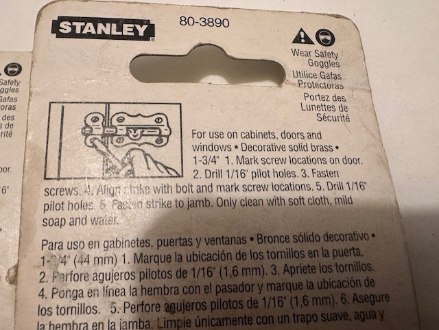 NEW / OLD STOCK (2) STANLEY SOLID BRASS 1 3/4″ CLASSIC BRASSWARE MINI BOLTS