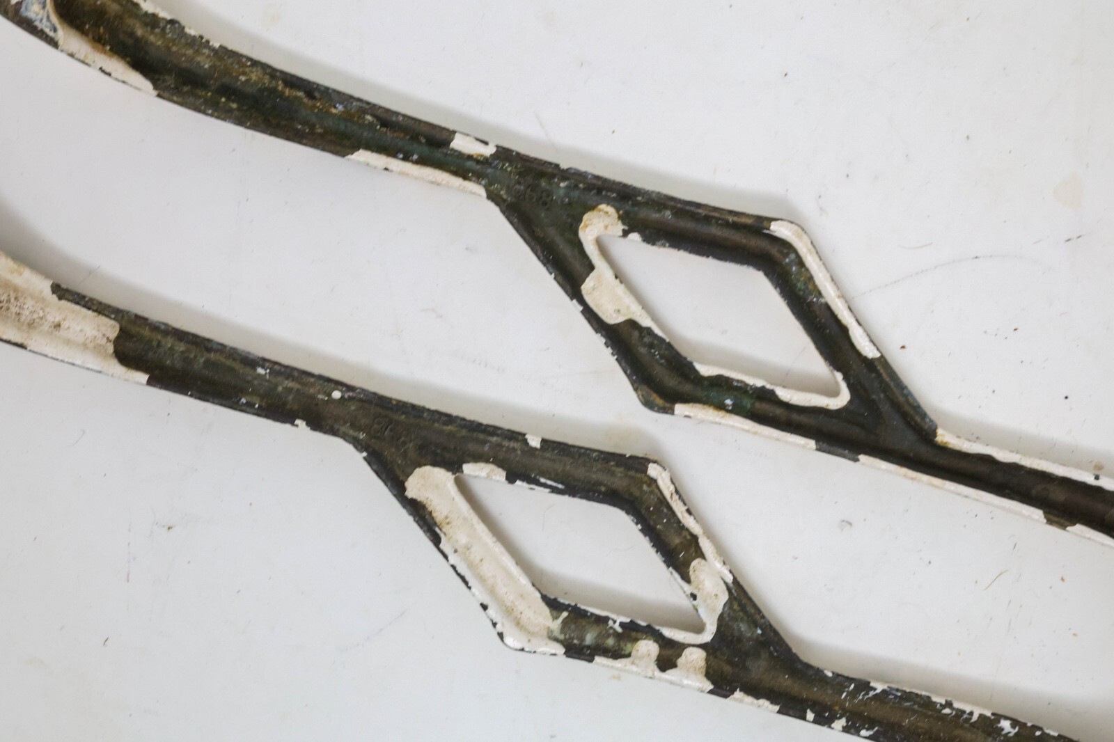 Antique Matching Pair Drawer Pulls Handles 8-1/8″ Long 7-3/8″ CTC Painted Brass