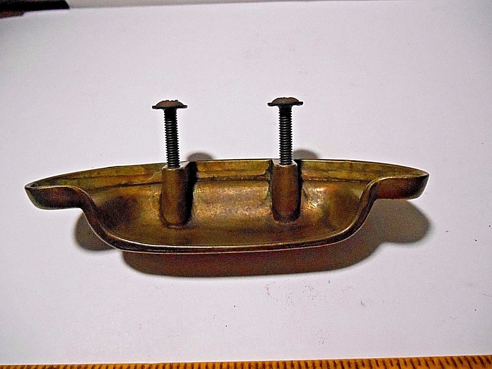 LOT OF 3 BRASS TONED DIE-CAST METAL DRAWER PULLS OR HANDLES WITH SCREWS