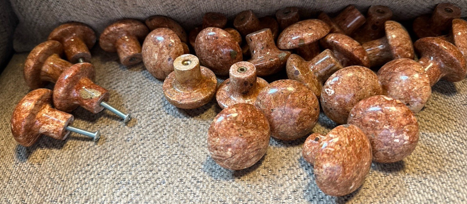 30 Mushroom Shaped Red Marble Knobs Pulls